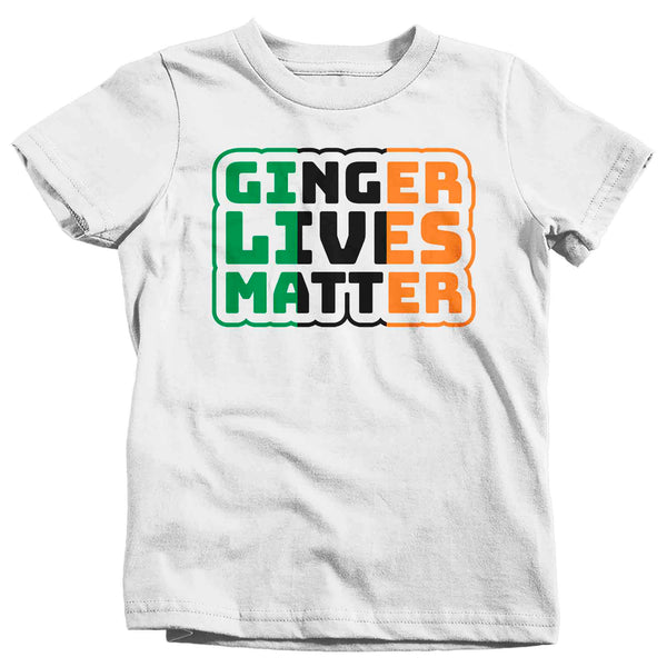 Kids Funny St. Patrick's Day Shirt Ginger Lives Matter T Shirt Humor Redhead Red Hair Joke Gift Saint Patricks Irish Green Boy's Girl's Youth Tee-Shirts By Sarah