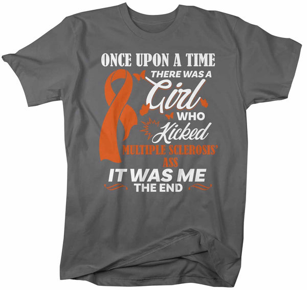 Men's Multiple Sclerosis T Shirt This Girl Kicked MS Ass Shirt Funny Orange Ribbon T Shirt Inspirational MS Shirt-Shirts By Sarah