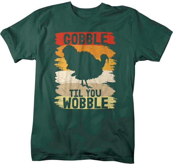 Men's Funny Thanksgiving TShirt Gobble Til You Wobble Shirts Vintage T Shirt Holiday Tee Unisex Soft Vintage Graphic T-Shirt-Shirts By Sarah