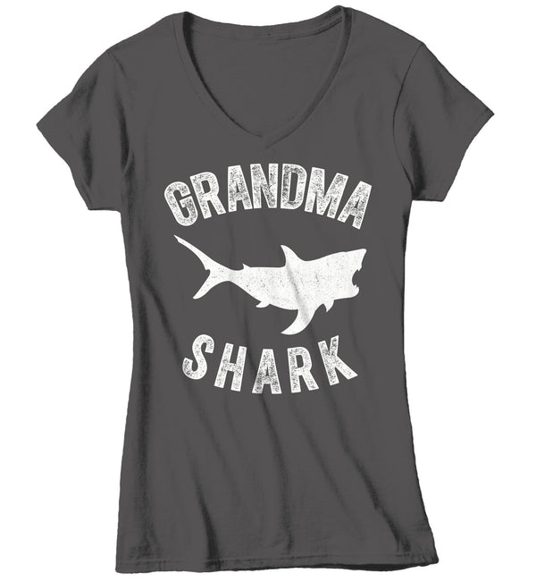 Women's Grandma Shark T Shirt Shark Shirts Matching Grandma TShirt Mother's Day Gift Idea Tee Family Shirts-Shirts By Sarah