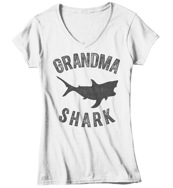Women's Grandma Shark T Shirt Shark Shirts Matching Grandma TShirt Mother's Day Gift Idea Tee Family Shirts-Shirts By Sarah
