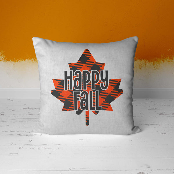 Happy Fall Pillow Cover Buffalo Plaid Leaf Graphic Throw Pillow Case Season Fall Home Decor Leaves Happy Fall 15.75