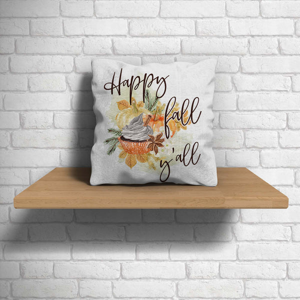 Happy Fall Yall Pillow Cover Fall Throw Pillow Case Watercolor Pumpkin Home Decor Latte Square Pumpkin Spice 15