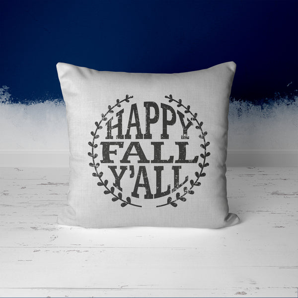 Happy Fall Y'all Pillow Cover Home Decor Pillow Case Throw Pillow Sham Fall Decor Fall Pillow Linen Canvas 15.75