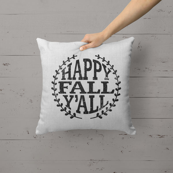 Happy Fall Y'all Pillow Cover Home Decor Pillow Case Throw Pillow Sham Fall Decor Fall Pillow Linen Canvas 15.75