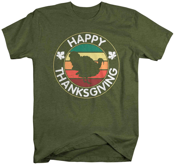 Men's Happy Thanksgiving TShirt Turkey Shirts Vintage Sunset T Shirt Holiday Tee Unisex Soft Vintage Graphic T-Shirt-Shirts By Sarah