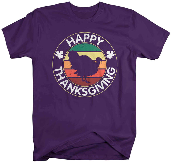 Men's Happy Thanksgiving TShirt Turkey Shirts Vintage Sunset T Shirt Holiday Tee Unisex Soft Vintage Graphic T-Shirt-Shirts By Sarah