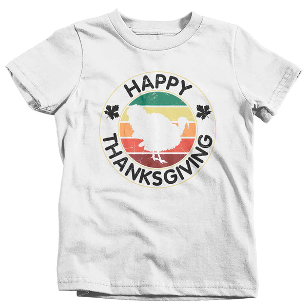 Kids Happy Thanksgiving TShirt Turkey Shirts Vintage Sunset T Shirt Holiday Tee Unisex Soft Vintage Graphic T-Shirt Youth Boy's Girl's-Shirts By Sarah