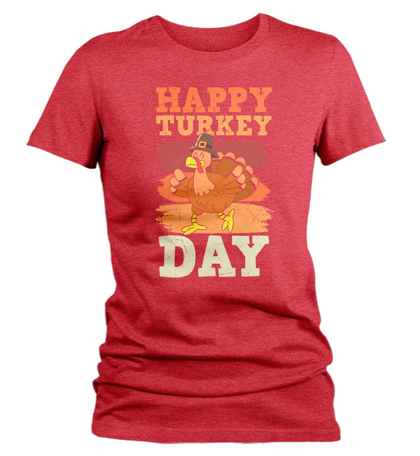 Women's Happy Thanksgiving Day TShirt Turkey Day Shirts Vintage Sunset T Shirt Holiday Tee Ladies Soft Vintage Graphic T-Shirt-Shirts By Sarah