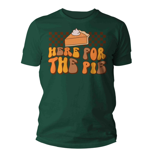 Men's Funny Thanksgiving Shirt Retro Shirt Here For The Pie Tee Vintage Turkey Day Pumpkin Holiday Funny Graphic Tshirt Unisex Man-Shirts By Sarah