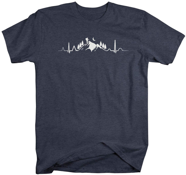 Men's Hiking T Shirt Heartbeat Shirt Hiking EKG Shirt Hiker Gift Love Hiking Tee Mountains Shirt Man Unisex-Shirts By Sarah