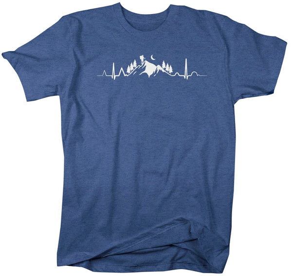 Men's Hiking T Shirt Heartbeat Shirt Hiking EKG Shirt Hiker Gift Love Hiking Tee Mountains Shirt Man Unisex-Shirts By Sarah