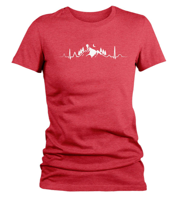 Women's Hiking T Shirt Heartbeat Shirt Hiking EKG Shirt Hiker Gift Love Hiking Tee Mountains Shirt Ladies Woman-Shirts By Sarah