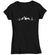 Women's V-Neck Hiking T Shirt Heartbeat Shirt Hiking EKG Shirt Hiker Gift Love Hiking Tee Mountains Shirt Ladies Woman
