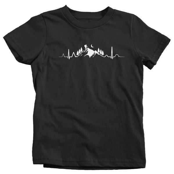 Kids Hiking T Shirt Heartbeat Shirt Hiking EKG Shirt Hiker Gift Love Hiking Tee Mountains Shirt Boys Girls Unisex-Shirts By Sarah