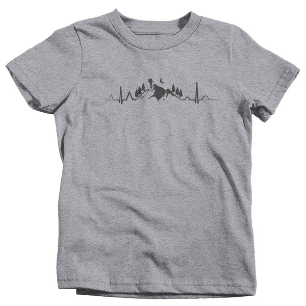 Kids Hiking T Shirt Heartbeat Shirt Hiking EKG Shirt Hiker Gift Love Hiking Tee Mountains Shirt Boys Girls Unisex-Shirts By Sarah
