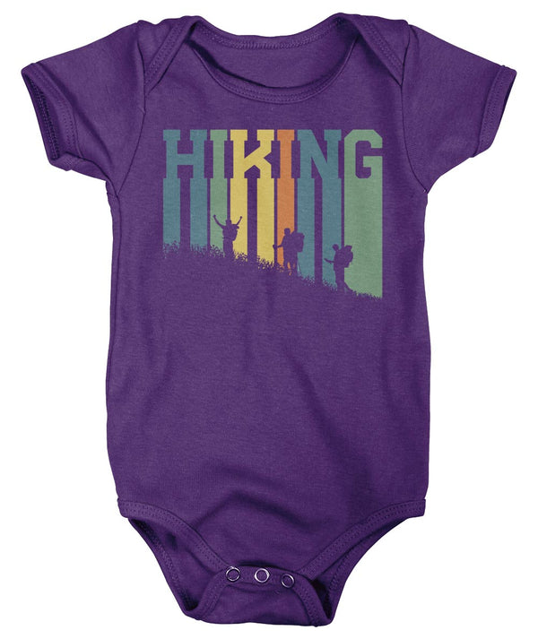 Baby Retro Hiking Bodysuit Vintage Hiker Snap Suit Outdoors One Piece Hiker Gift Mountains Tee Go Hike Infant Tee-Shirts By Sarah