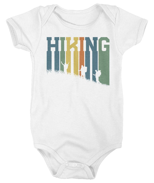Baby Retro Hiking Bodysuit Vintage Hiker Snap Suit Outdoors One Piece Hiker Gift Mountains Tee Go Hike Infant Tee-Shirts By Sarah