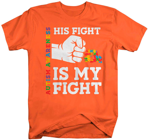Men's Autism Dad T Shirt His Fight Is My Fight Shirt Colorful Tee Autism Awareness Month April Autistic Gift Shirt Man Unisex TShirt-Shirts By Sarah