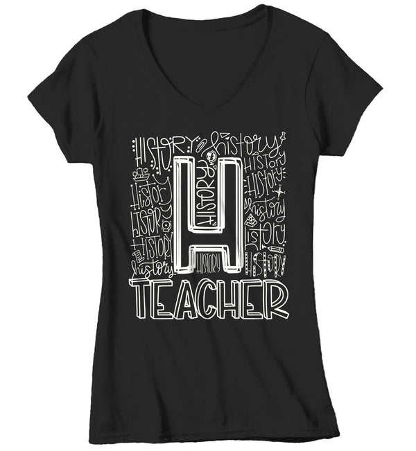 Women's History Teacher T Shirt History Typography T Shirt Cute Back To School Shirt History Teacher Gift Shirts-Shirts By Sarah