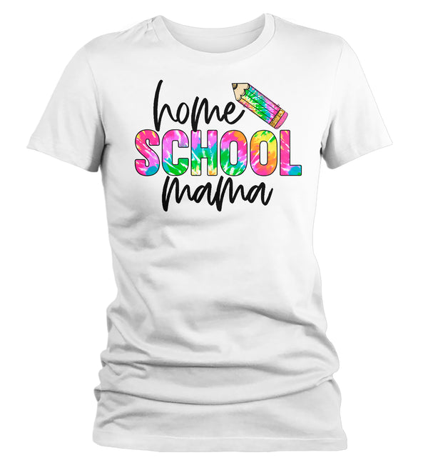 Women's Funny Home School Mama T Shirt Mom Teacher TShirt HomeSchool Shirt Quarantine Remote Learning Tie Dye Tee-Shirts By Sarah