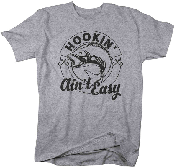 Men's Funny Fishing Shirt Hooking Ain't Easy T Shirt Angler Joke Fisherman Rod Catch Fish Humor TShirt Gift Tee Unisex Man-Shirts By Sarah