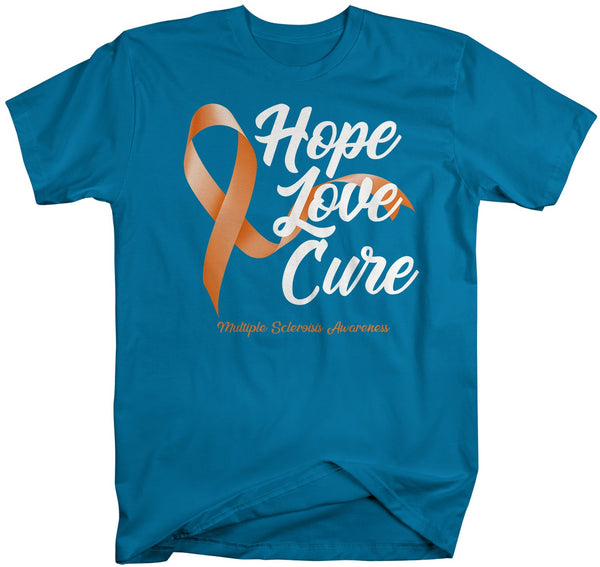Men's MS T-shirt Hope Love Cure Multiple Sclerosis Shirts Orange Ribbon TShirt MS Shirts-Shirts By Sarah