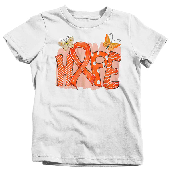 Kids Orange Ribbon Shirt Hope Leukemia MS T Shirt Cancer Tee Cute Ribbon Shirt Multiple Sclerosis RDS Awareness Boy's Girl's-Shirts By Sarah