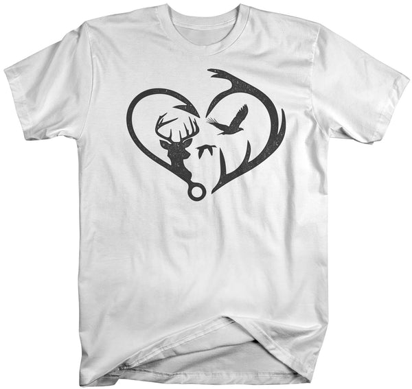 Men's Hunting T Shirt Fisherman Shirt Hunter Shirt Hunter Gift Fishing Gift T Shirt Heart Hook Antlers Shirt Hunting Gift Unisex Man-Shirts By Sarah