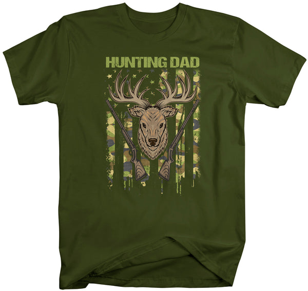 Men's Hunting Dad T Shirt Father's Day Gift Deer Hunter Dad Shirt Camo Flag Shirt Buck Deer Father Hunter Shirt Camouflage-Shirts By Sarah