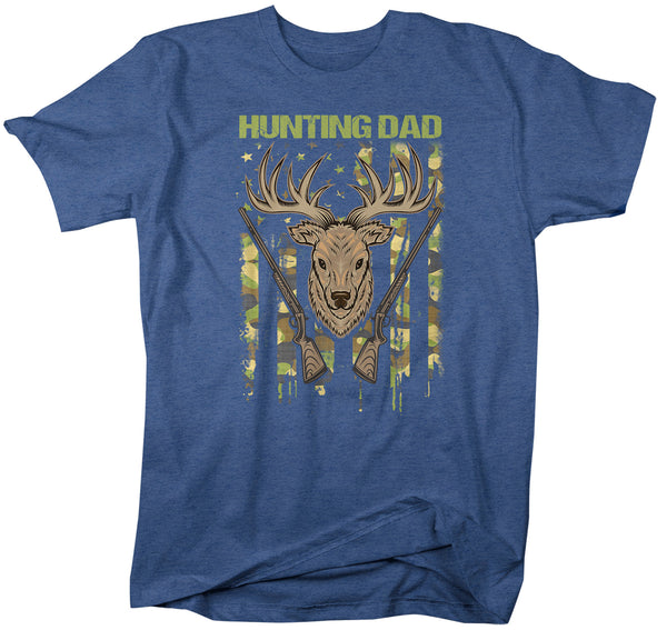 Men's Hunting Dad T Shirt Father's Day Gift Deer Hunter Dad Shirt Camo Flag Shirt Buck Deer Father Hunter Shirt Camouflage-Shirts By Sarah