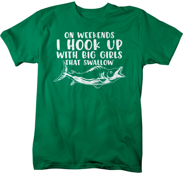 Men's Funny Fishing Shirt Angler T Shirt Hook Up With Big Girl's Angler Fisherman Catch Fish Humor TShirt Gift Tee Unisex Man-Shirts By Sarah