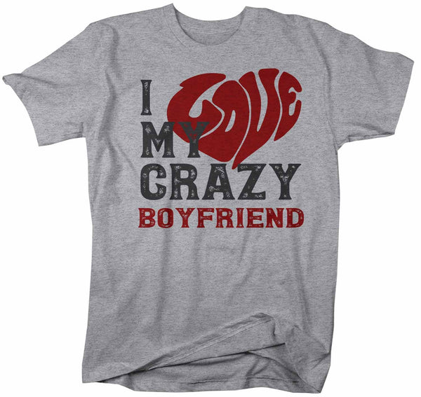 Men's Valentines Day T Shirt Valentine's Day Boyfriend Shirts Love My Crazy Boyfriend Matching Valentines TShirt Couples Shirts-Shirts By Sarah