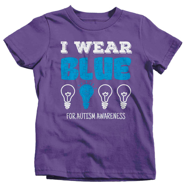 Kids Autism T Shirt I Wear Blue Shirt Lightbulb T-Shirt Spectrum Disorder TShirt Autistic ASD Tee Unisex Youth Boy's Girl's-Shirts By Sarah