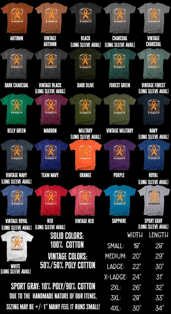 Men's Multiple Sclerosis T Shirt I Wear Orange TShirt For MS Awareness T-Shirts Wings Ribbon Gift Tee Shirt Man Unisex-Shirts By Sarah