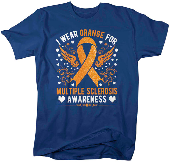 Men's Multiple Sclerosis T Shirt I Wear Orange TShirt For MS Awareness T-Shirts Wings Ribbon Gift Tee Shirt Man Unisex-Shirts By Sarah