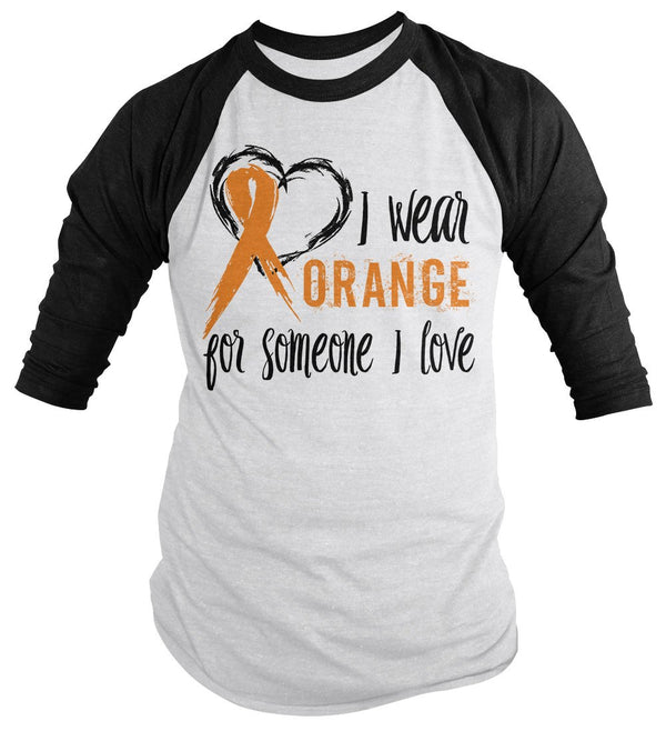 Shirts By Sarah Men's Wear Orange Someone I Love 3/4 Sleeve MS Leukemia Awareness Shirt-Shirts By Sarah