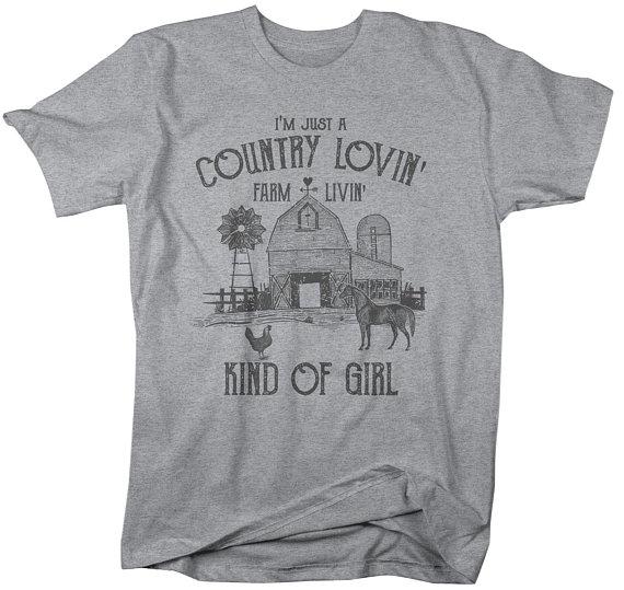 Men's Farm T-Shirt Country Lovin' Livin' Vintage Farming Loving Living Barn Shirt Tee-Shirts By Sarah