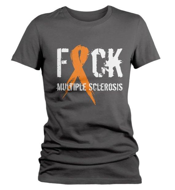 Women's F*ck Multiple Sclerosis T-Shirt Orange Ribbon MS Shirt-Shirts By Sarah