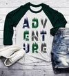 Men's Adventure Raglan Typography Camping Shirt Explore Tee Double Exposure 3/4 Sleeve