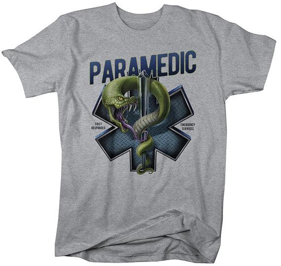 Men's Paramedic T-Shirt Star Life Snake Tee Gift Idea EMT Shirts-Shirts By Sarah