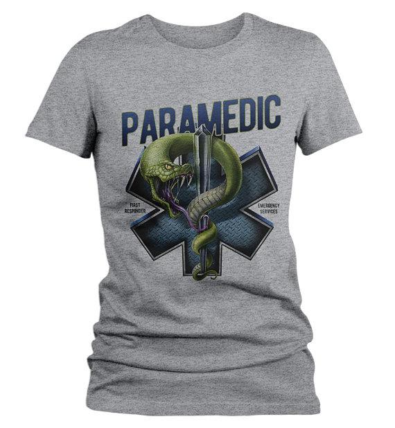Women's Paramedic T-Shirt Star Life Snake Tee Gift Idea EMT Shirts-Shirts By Sarah