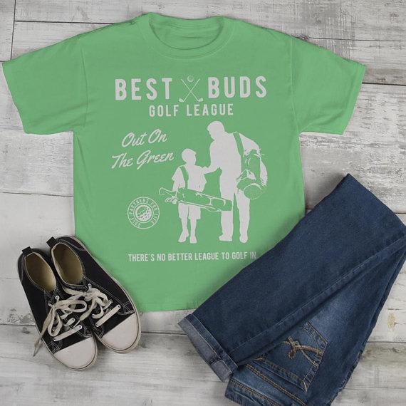 Boy's Best Buds Golf League T-Shirt Matching Father Son Shirt Grandpa Tees-Shirts By Sarah