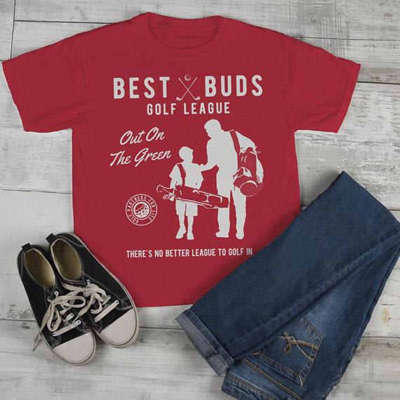 Boy's Best Buds Golf League T-Shirt Matching Father Son Shirt Grandpa Tees-Shirts By Sarah
