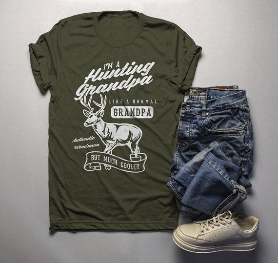 Men's Grandpa T Shirt Hunting Graphic Tee Like Normal Grandpa But Much Cooler Vintage Funny Shirts-Shirts By Sarah