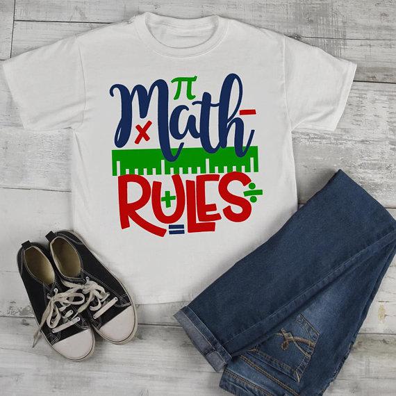 Kids Cute Math T Shirt Math Rules Back To School Shirts Boy's Girl's Tee-Shirts By Sarah