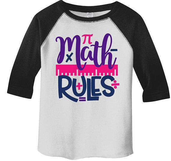 Kids Cute Math Raglan Math Rules Back To School Shirts Boy's Girl's Shirts By Sarah-Shirts By Sarah