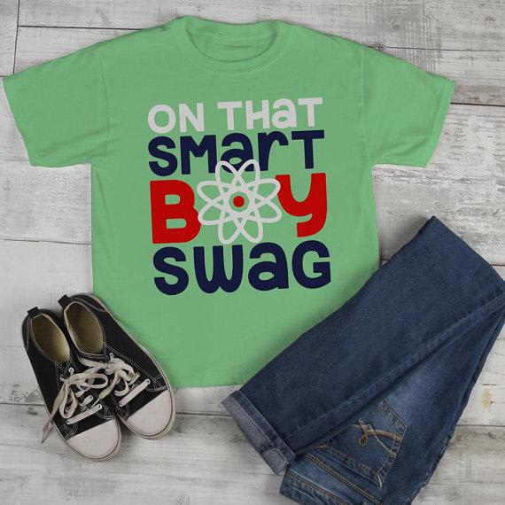 Boy's Funny T shirt Back To School Tee Smart Boy Swag Science Shirts Cute Boys-Shirts By Sarah