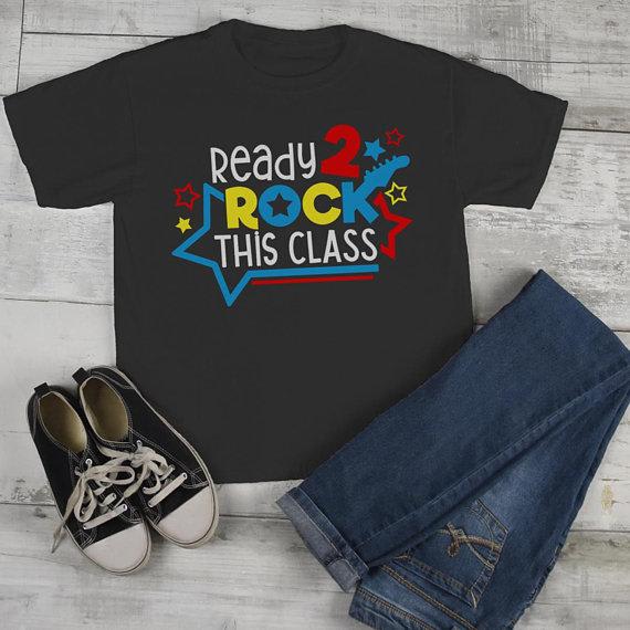Kids Cute School T Shirt Rock This Class Shirts Guitar Graphic Tee Boy's Girl's Cute Back To School TShirt-Shirts By Sarah