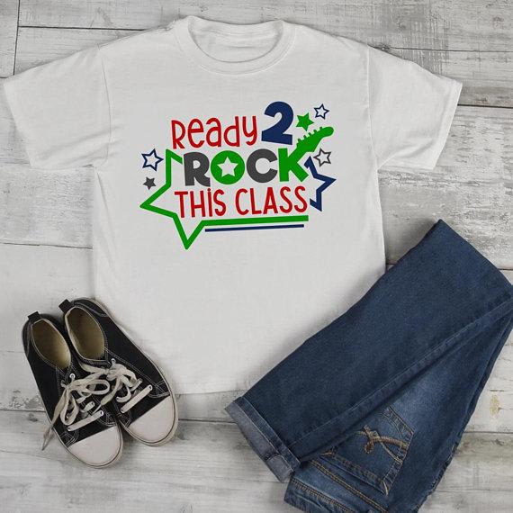 Kids Cute School T Shirt Rock This Class Shirts Guitar Graphic Tee Boy's Girl's Cute Back To School TShirt-Shirts By Sarah